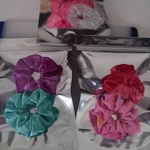 Set Of 6 Vibrant Satin Scrunchie Collection
